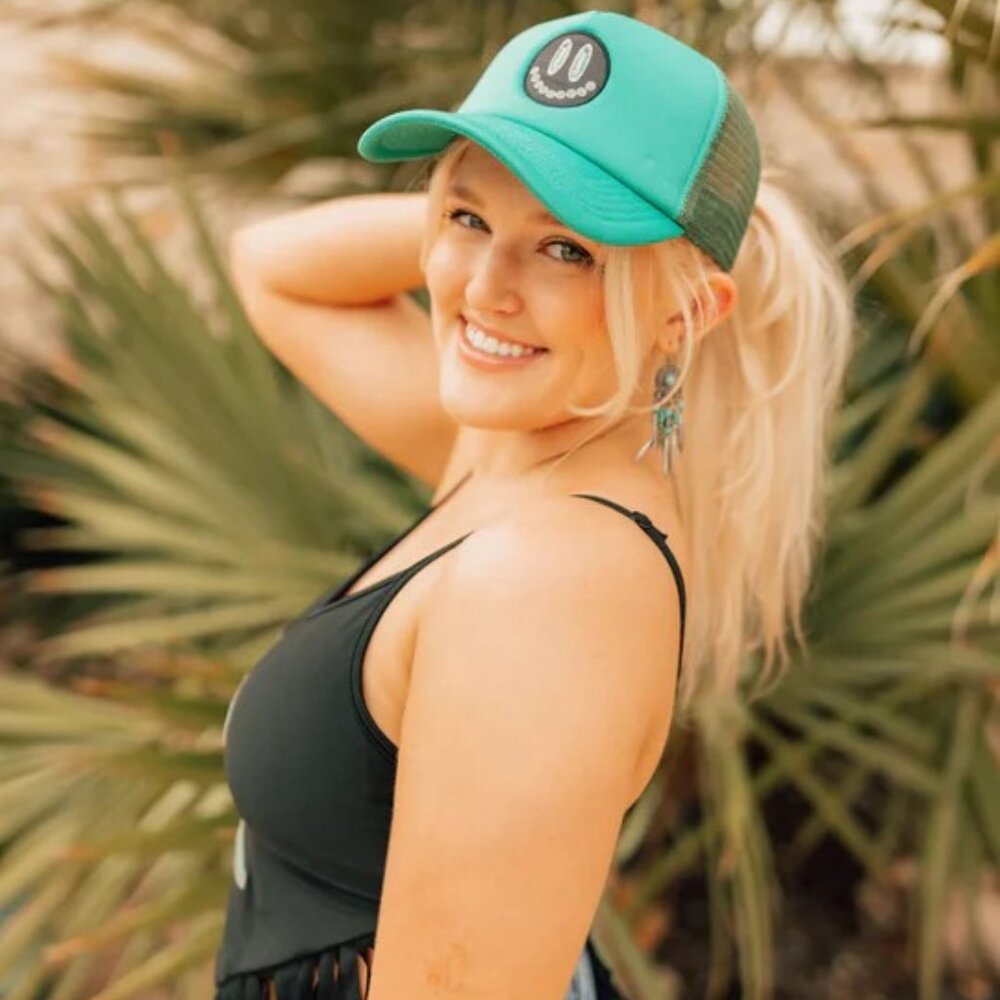 Punchy Smile Retro Ponytail Snapback Cap